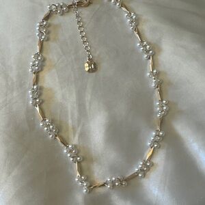 Monet Gold-Tone Necklace with Clustered White Pearls